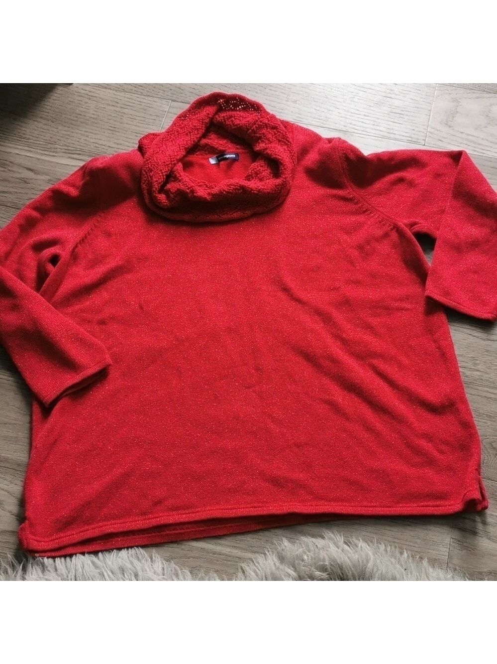 Pennigtons red shimmer cowl neck sweater. Size 3 X. EUC